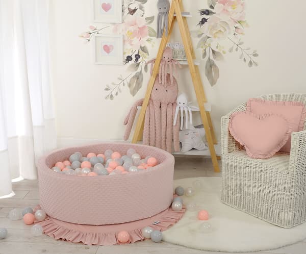 Minky torrpool H-30 cm med 200 bollar - smutsrosa