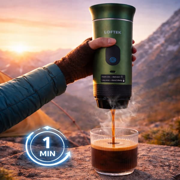 Turist trykkaffemaskine til kapsler og formalet kaffe 3 i 1 80 ml