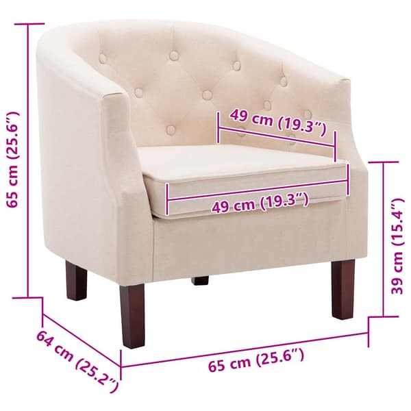 vidaXL lænestol, beige, stof