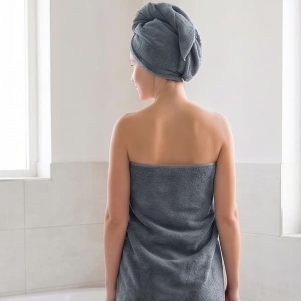 Bomuldsbadehåndklæde hotel SPA grå tyk stor absorberende 100x150 cm