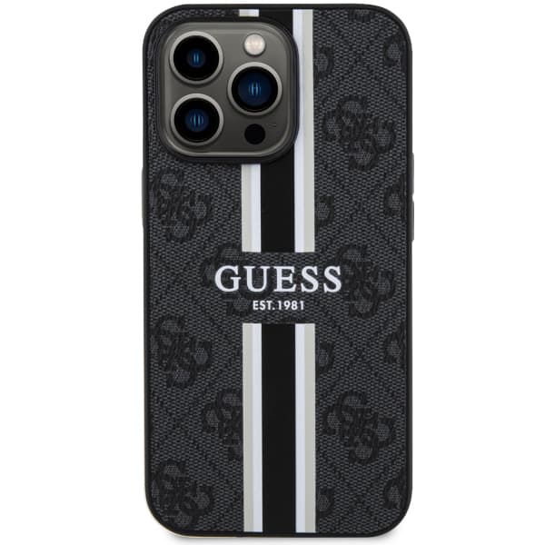 Guess 4G Printed Stripes MagSafe-etui til iPhone 13 Pro / 13, sort