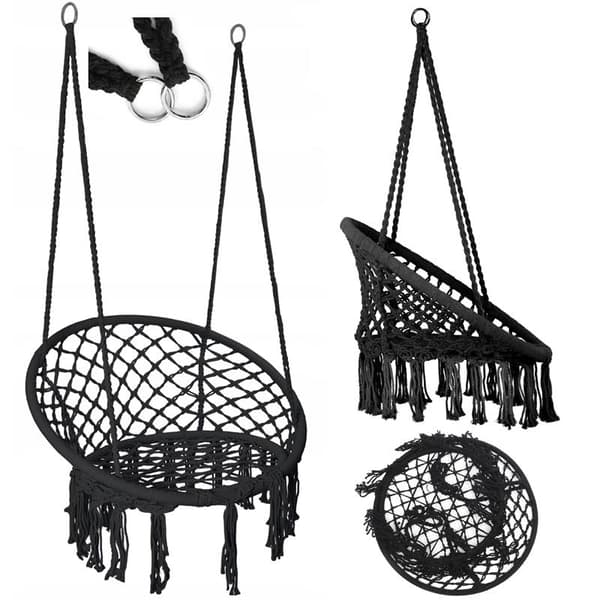 Stork's Nest gyngestol i haven, boho, 120 cm, sort
