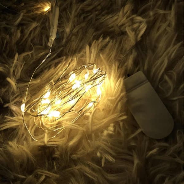 10 LED-lamper, mikrotrådlamper, batteridrevne, varme hvide lys