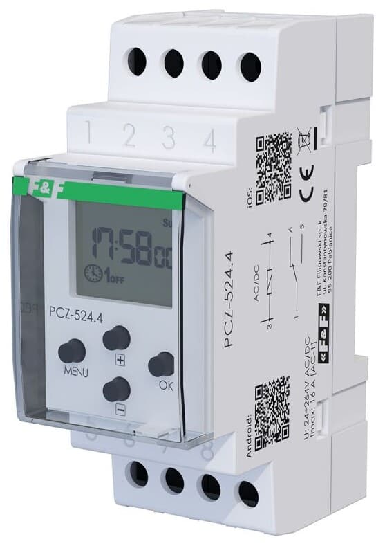 Programmerbar astronomisk timer PCZ-524.4, 1 kanal, program