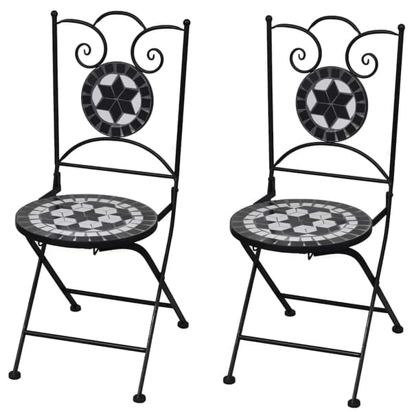 vidaXL foldbare bistrostole, sæt med 2, keramik, sort og hvid
