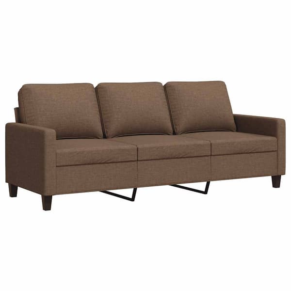 vidaXL 3-sitssoffa, brun, 180 cm, klädd i tyg
