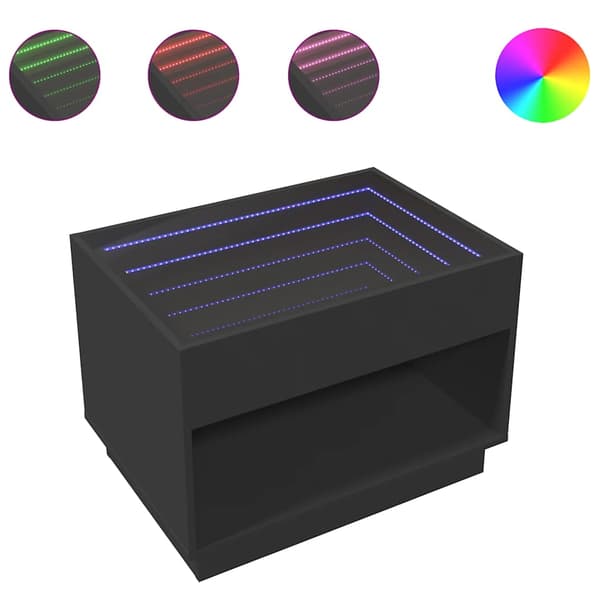 vidaXL Infinity LED sofabord sort 70x50x50 cm