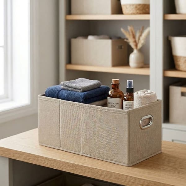 Beige opbevaringskasse 15 x 31 cm