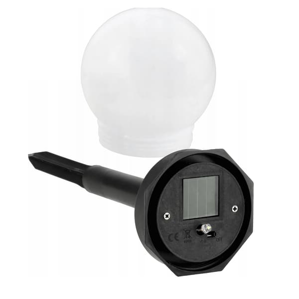 Solcellehavelampe kugle 10 cm hvid - 2 stk.
