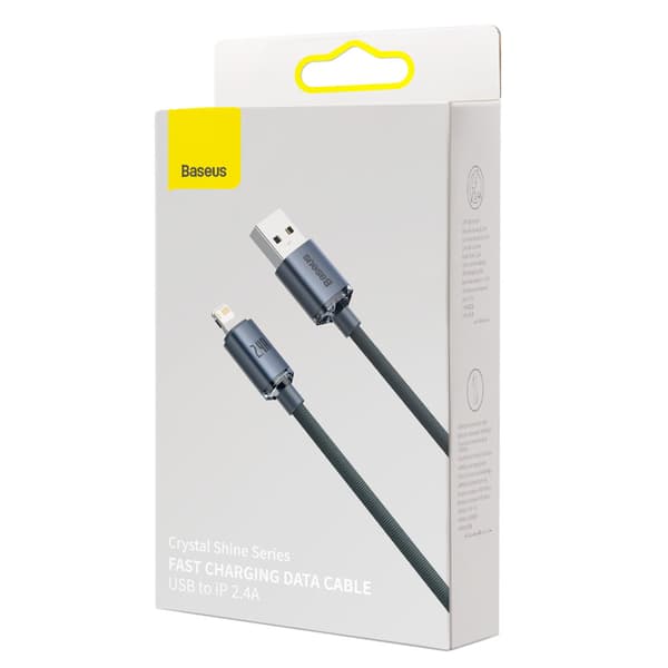 Kabel til hurtig opladning og dataoverførsel USB iPhone Lightning 2.4A 1.2m sort