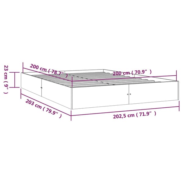 vidaXL Sängram vit massivt trä 200 x 200 cm