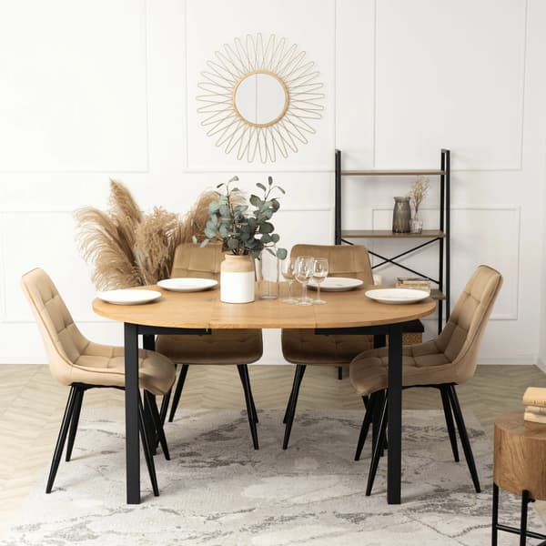 RIO Beige Velour Moderne Loft Spisebordsstol med Polstring