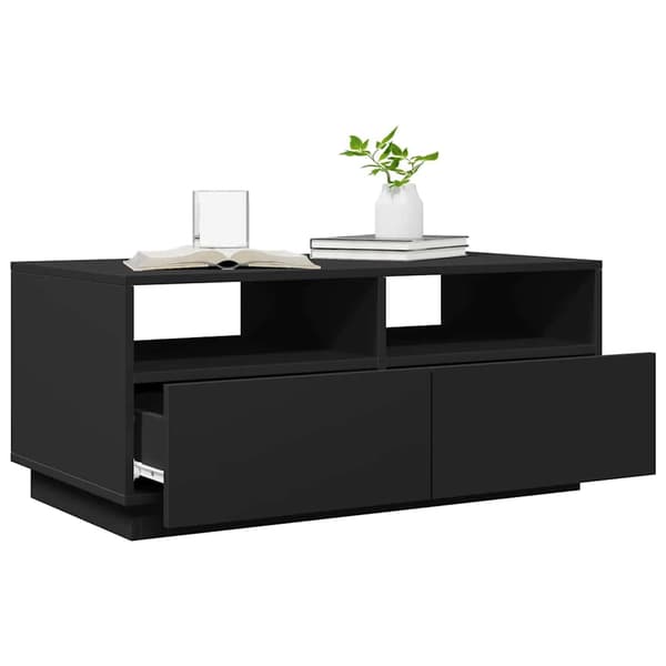 vidaXL LED sofabord sort 90x49x40 cm