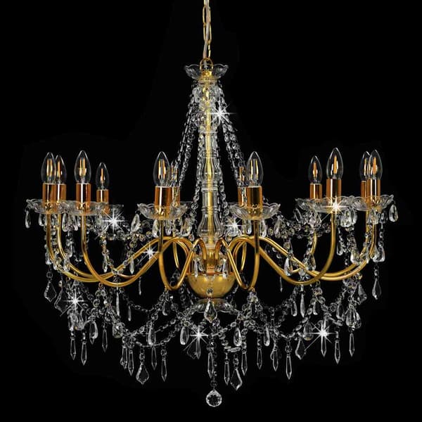 vidaXL Pärlkrona, Guld, 12 E14-lampor