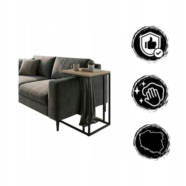 Sidebord sort Cremona Reims 40x25x60cm