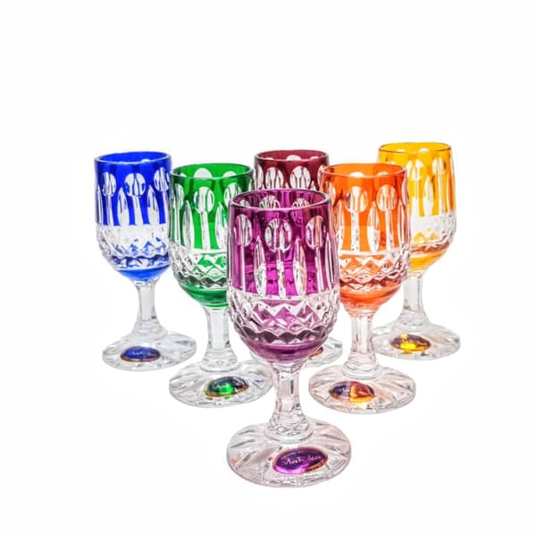 Färgglada kristallglas med vodka 25 ml franska