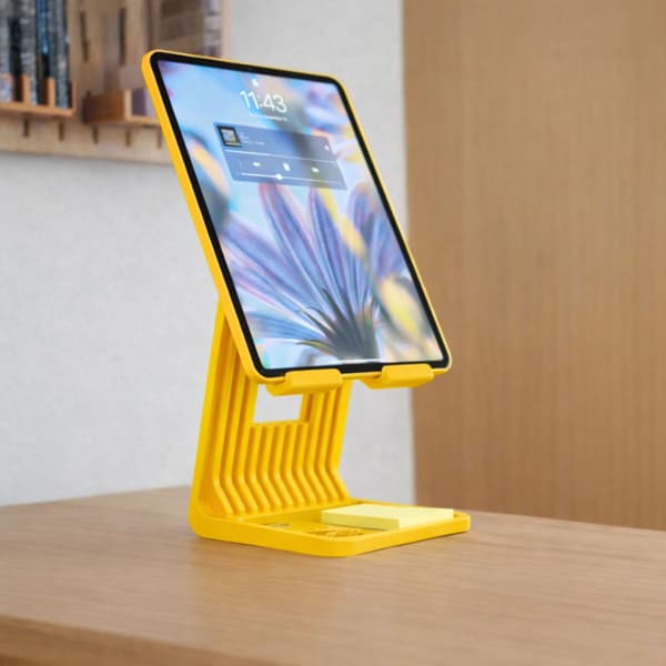 iPad surfplatta stativ gult, bordsstativ med kabelgenomföring