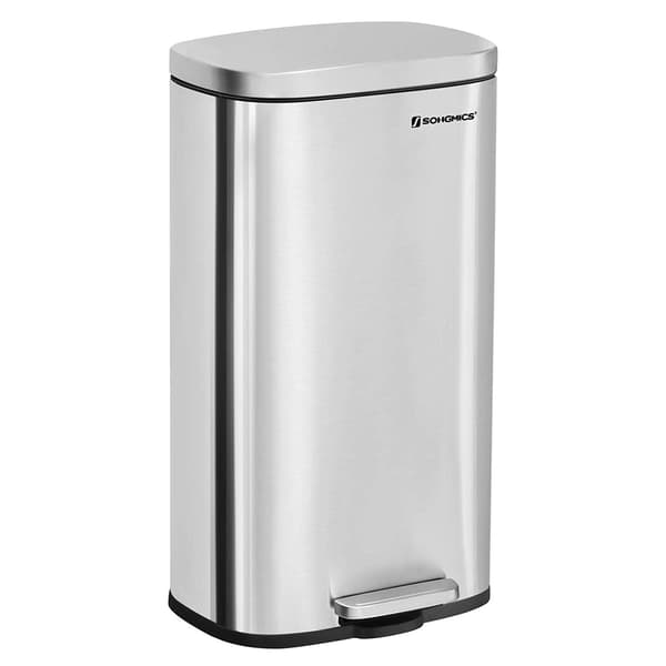 Silverfärgad metallavfallsbehållare 30 L