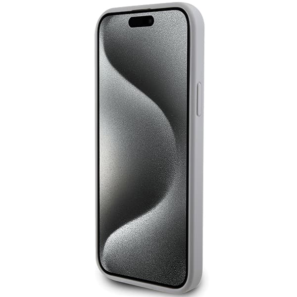 Guess Strass Metal Logo Cover til iPhone 15 Plus, Sølv