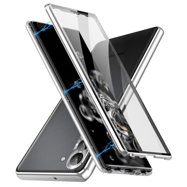Etui til Samsung Galaxy S23 Plus, magnetisk dobbeltglas, sølv