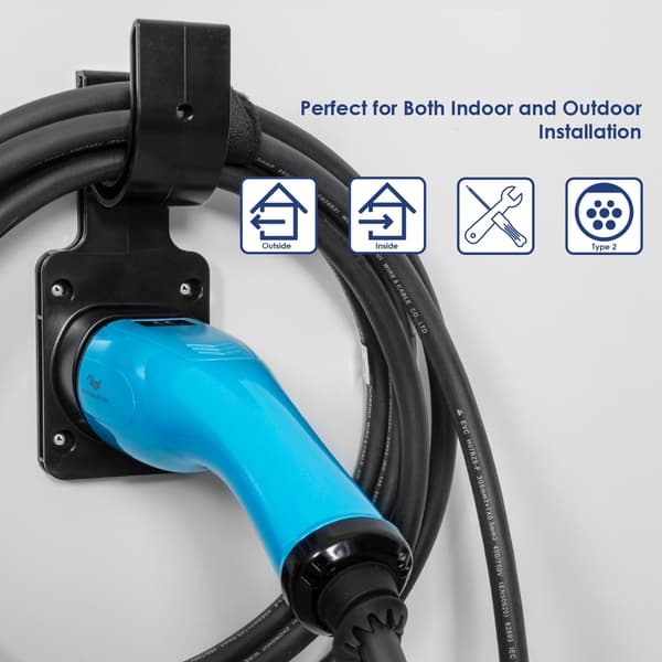 Väggfäste för typ 2-kabel för laddning av elbil AK-SC-E15
