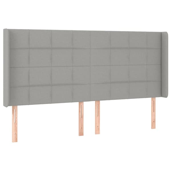 vidaXL vingeformet sengegavl lysegrå 183x16x118/128 cm stof