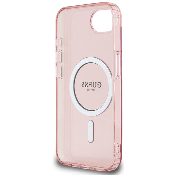 Guess IML Glitter Circle MagSafe-etui til iPhone 16e i lyserødt