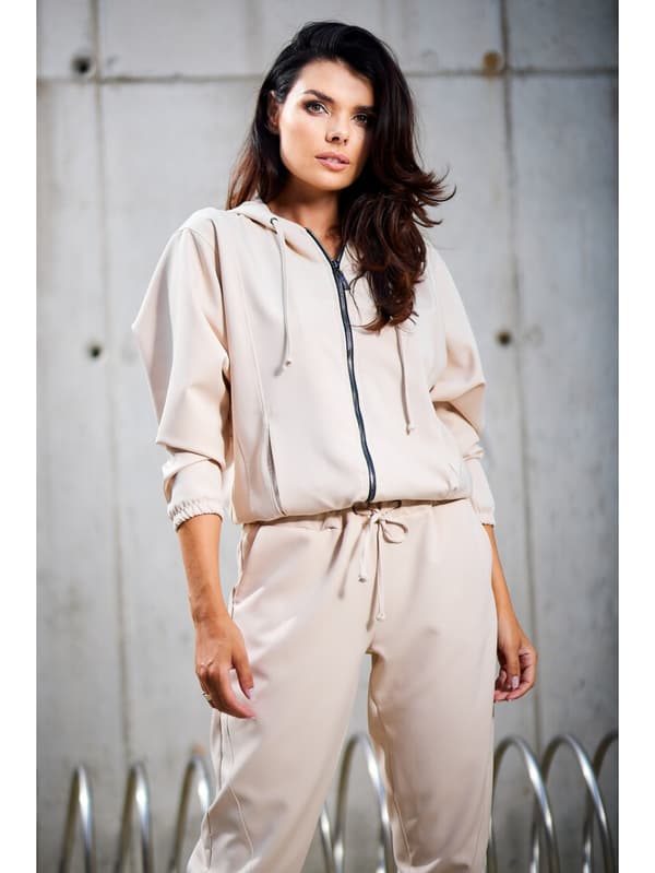 Kimonoärmblus av tyg, beige M