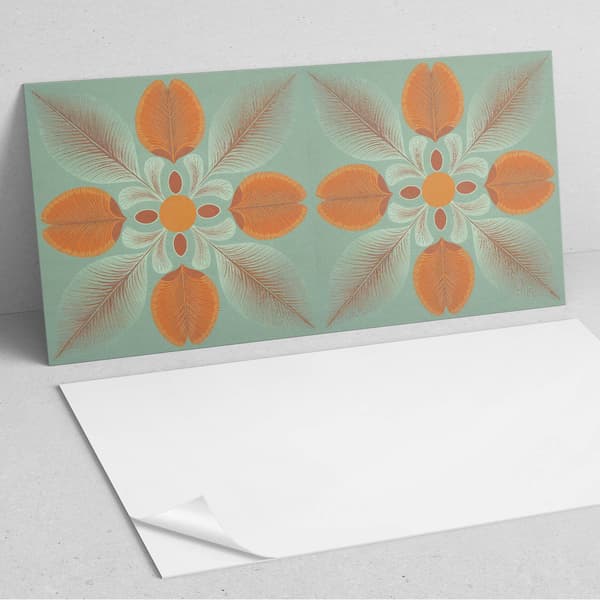 Trykt vinylpanel, klar til montering, 100x50 cm, blomstermønster med blade