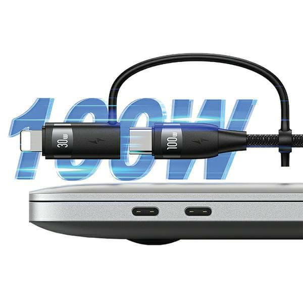 USAMS U85 6-i-1-kabel 2xUSB-C til USB-A til Micro-USB til Lightning 1,2m 100W PD hurtigopladning sort