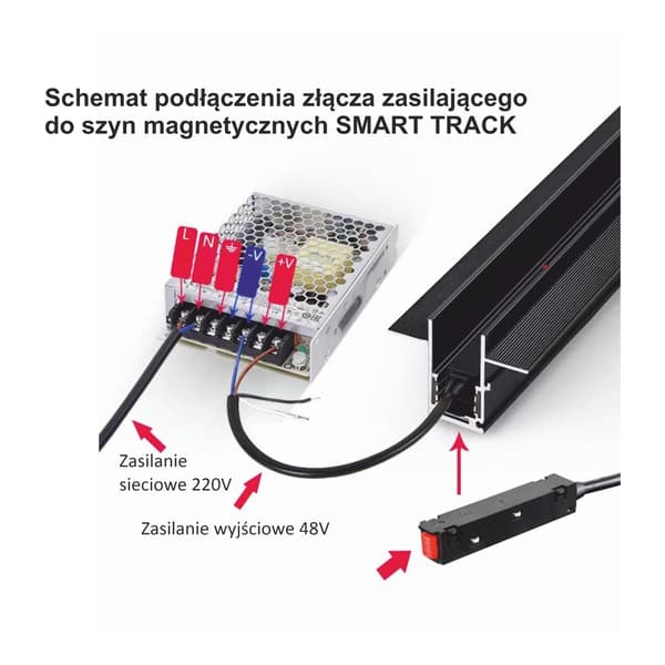 Strømstik til SMART TRACK 48VDC magnetiske skinner
