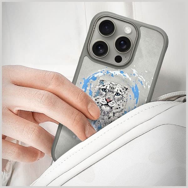 Nimmy Pantera MagSafe -kotelo iPhone 16 Prolle, vaaleanharmaa