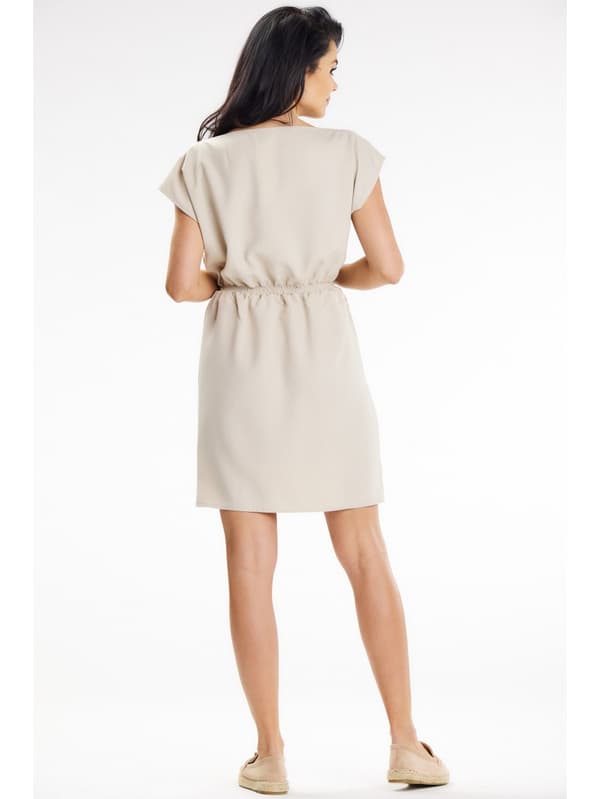 Sommarklänning med kimonoärmar, beige S