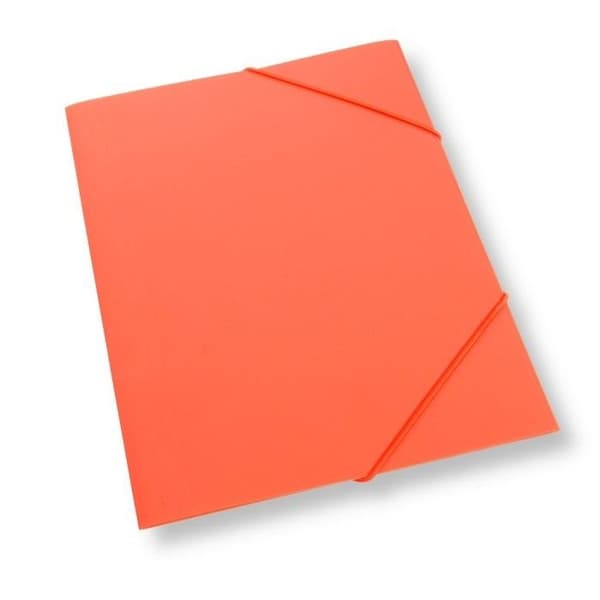Orange A4-mappe i plastik med elastik