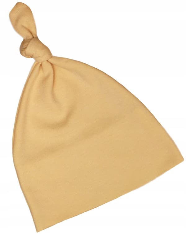 Bomullsmössa med knut, omkrets 34 cm, beige