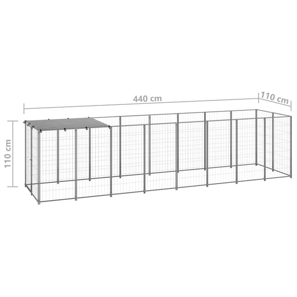 vidaXL Hundbur silver 4,84 m² stål