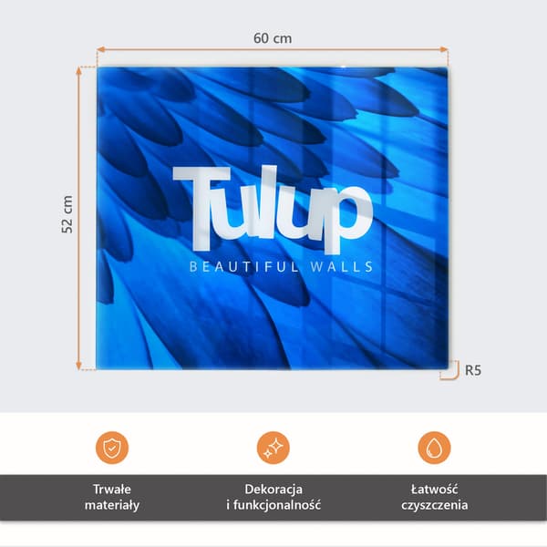 Glasköksbricka med abstrakt våggrafik 60x52 cm