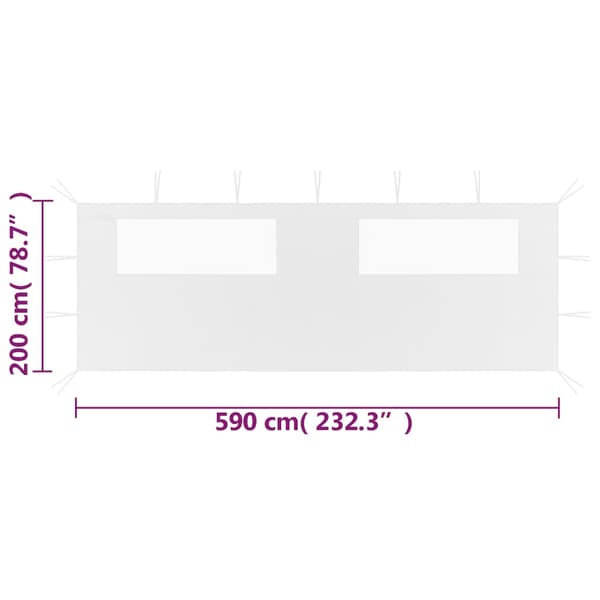 vidaXL pavillon vinduesvæg, 6x2 m, hvid