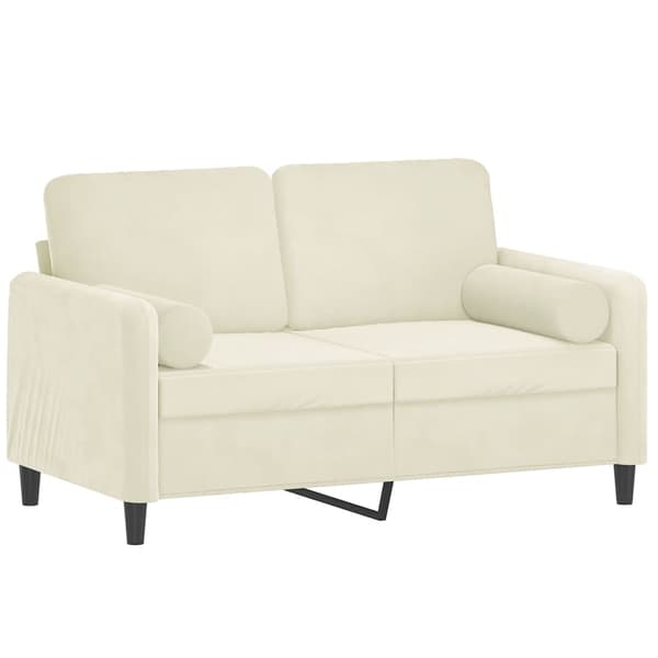 vidaXL 2-sitssoffa med kuddar, krämfärgad, 120 cm, sammet