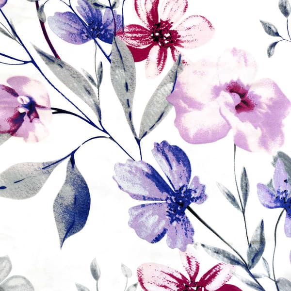 Bomullssängkläder 220x200 satin BOMULL blommor i lila och grått