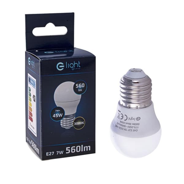 LED-pære 7W E27 G45 varm 3000K