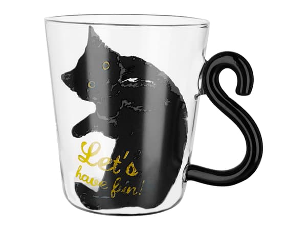 Glasmugg med kattsvans