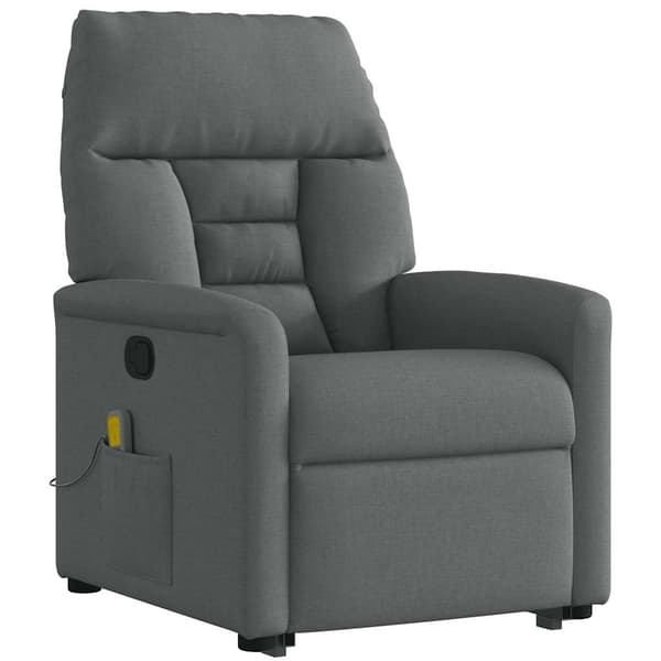 vidaXL Lyftbar massagefåtölj mörkgrå tyg