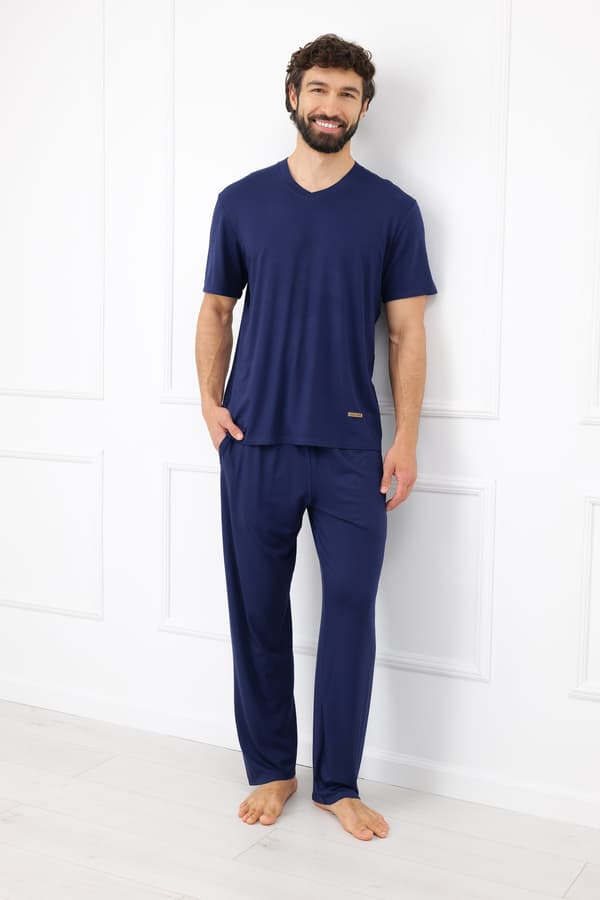 Chord herrpyjamas, kortärmade, långbyxor M
