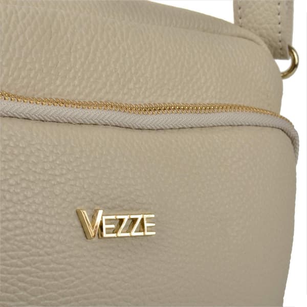 Moderne læder messenger taske, lys beige, gulddetaljer, vezze