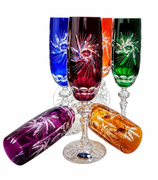 Färgglada kristallchampagneglas 170ml Olive Grinder