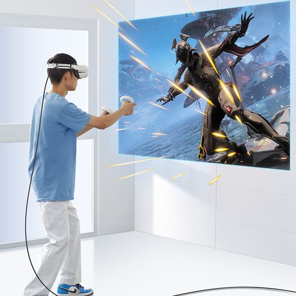 USB-C vinklet kabel med understøttelse af Oculus Quest 2 VR-briller 60W 5m sort
