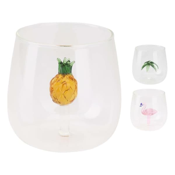 Sæt med 3 glas med figurer indeni