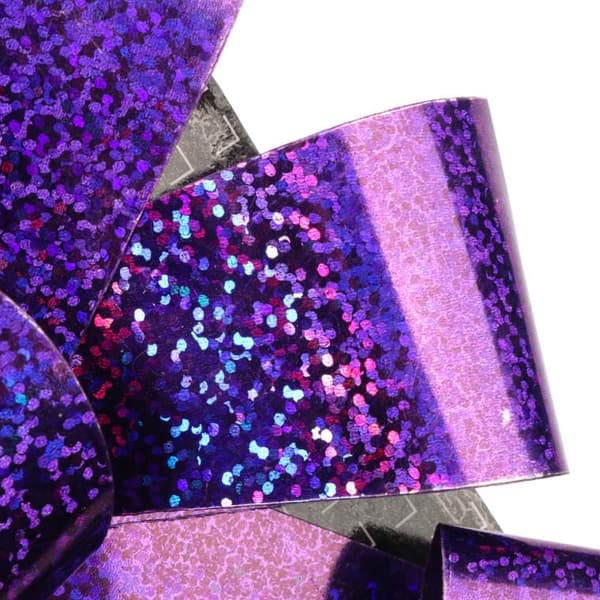 Sæt med 2 dekorative lilla glittersløjfer til jul