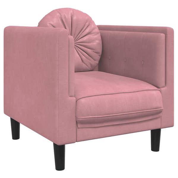 vidaXL Fåtölj med kudde, rosa, sammet